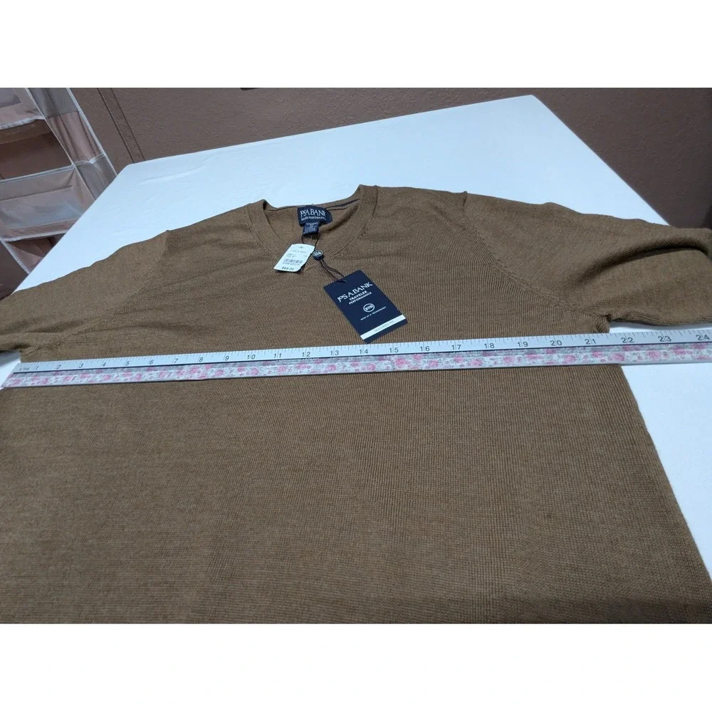 Jos A Bank Traveler Performance Merino Wool V-Neck Sweater Brown Mens Medium NEW